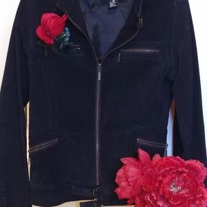 Motorcycle Style Black Suede Jacket